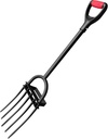 Garden Fork, Pitchforks for Digging Composting Spading, Long Hand Tiller & Cultivator - 5 Tine, 45 inches
