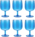 KOXIN-KARLU Classic Stackable 12 ounce Plastic Wine Stems Acrylic Glasses, set of 6 Blue