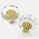 4 Pack Gold Crystal Cabinet Knobs, 1-1/4 Inch Glass Drawer Pulls and Brass Handles for Kitchen,Dressers, Closets and Bathroom Hardware