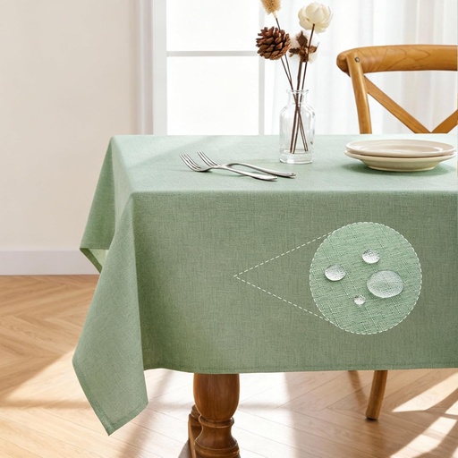 [BRSRAAD3PMGRGC3A] Pureegg Rectangle Linen Tablecloth Waterproof & Stain Resistant, Wrinkle-Free Table Cloth Adds Elegance and Protection, Ideal for Dining, Party, Wedding and Outdoor, 52 x 70 Inch, Sage Green