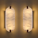 Doraimi Lighting 2 Pack 2 Light 13.7" Oval Alabaster Marble Bathroom Wall Sconce Modern Concise Style Wall Light Fixture,Oil Rubbed Bronze Finish for Bedroom Hallway Bedside