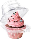 50 Pack Individual Cupcake Containers, Clear Plastic Disposable Cupcake Boxes, Single Cupcake Holder with Deep Dome Lid, Stackable Cupcake Carrier for Home Baking Party, BPA-Free