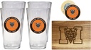 R and R Imports Mercer University Officially Licensed Kitchen Pack - Wood Cutting Board, 4 Pint Glasses & Magnetic Bottle Opener