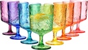 KX-WARE Iceberg Acrylic All-Purpose Wine Glasses, 12-ounce Plastic Stem Wine Glasses, set of 8 Multicolor
