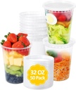SHOPDAY Deli-Containers-with-Lids-32 Oz 50 Sets - Plastic-Food-Storage-Containers-with-Airtight-Lids, Freezer-Containers-for-Meal-Prep, Soup-Container-for-Overnight Oats, To-Go-Container