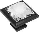Cosmas 10 Pack 5883FB-C Flat Black Cabinet Hardware Square Knob with Clear Glass - 1-1/4" Square