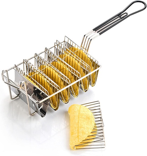[BRSROZYKCJ7RSYA3] Taco Fryer Basket 6 Shells, Detachable Handle Taco Shell Fry Basket, Holds 6 Shells Deep Fryer Taco Holder Basket Cooking Tool for Kitchen Milk Tea Shop Fried Chichen Shop
