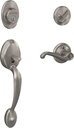 Schlage F60 V PLY 619 FLA Plymouth Front Entry Handleset with Flair Lever, Deadbolt Keyed 1 Side, Satin Nickel