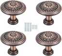 Vintage Round Zinc Alloy Door Knob Drawer Pull Cupboard Wardrobe Cabinet Handle Red Copper 4Pcs
