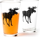 Rustic Moose Pint Glasses by Black Lantern - Set of 2 Beer Glasses with 16oz. Capacity