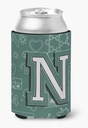 Caroline's Treasures CJ2010-NCC Letter N Back to School Initial Can or Bottle Hugger Cooler Washable Drink Sleeve Collapsible Beverage Insulated Holder, Can Hugger, Multicolor
