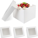 3pcs 10x10x8 Inches Cake Boxes, Disposable Bakery Boxes with Window, White Square Bakery Boxes for Cakes, Donuts, Cookies, Chocolate, Pies, Wedding, Birthday, Party