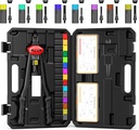 16" Rivet Nut Gun with Stroke Adjustment - 15 Metric and SAE Mandrels (M3-M12 & to 1/2") + 8 Extra Long - 200 Threaded Nuts (100 Each) in Storage Boxes - Portable Blow Molded Case