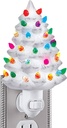 Collections Etc Ceramic Christmas Tree Night Light - 6"H, Nostalgic, Decorative Bathroom Decoration, White
