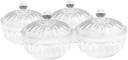 4pcs Clear Acrylic Candy Jar Lid Transparent Snack Bowl for Fruits Cookies and Salads Sturdy Elegant Design for Kitchen Counter and Party Use