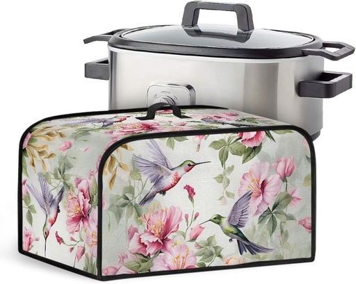 [BRSRAY35BB7QOYDB] Slow Cooker Cover Flower Hummingbird 6-8 qt Crock for Pot Cover Dust Cover Dustproof Kitchen Appliance Accessories