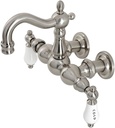 Kingston Brass CA1003T8 Heritage Two-Handle 2-Hole Tub Wall Mount Clawfoot Tub Faucet in Brushed Nickel