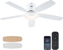 Low Profile Ceiling Fan with Lights and Remote/APP, 50 Inch Modern Flush Mount Ceiling Fan with 3CCT 6-Speeds Quiet DC Motor,Dimmable 3-Color Temperatures for Living Room Bedroom(White)