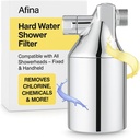 Afina Shower Filter For Hard Water - Removes 99% Chlorine, Harmful Substances & Heavy Metals - Improves your Skin & Hair (Chrome)