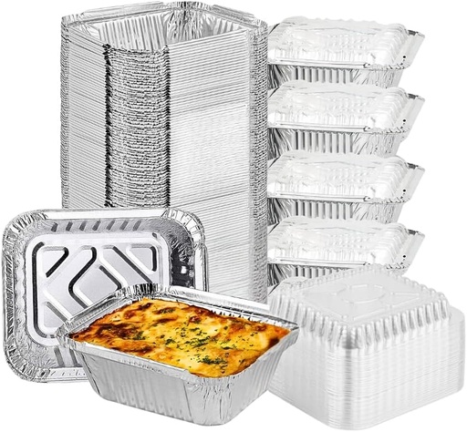 [BRSRAAT4DJYG2G3U] Green Direct Aluminum Pans With Lids 1LB Oblong Pans with Dome lids- 25