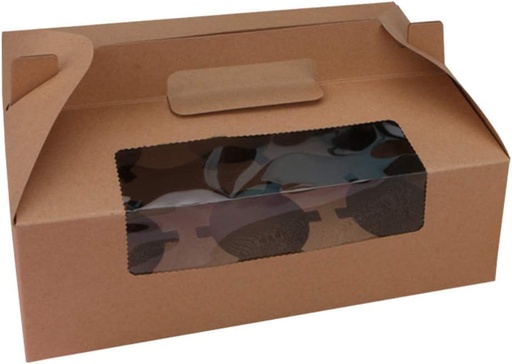 [BRSWGCAFB4PROAI4] NUOBESTY 8pcs Windowed Cupcake Box Insert Portable Bakery Cake Carriers Kraft Paper for Jumbo Standard for Parties Weddings and Events