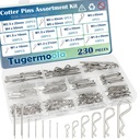 230PCS 13 Sizes Cotter Pin Assortment Kit 304 Stainless Steel R Shaped Cotter Pins and Hairpin Split Pin Fastener Clips OLA016
