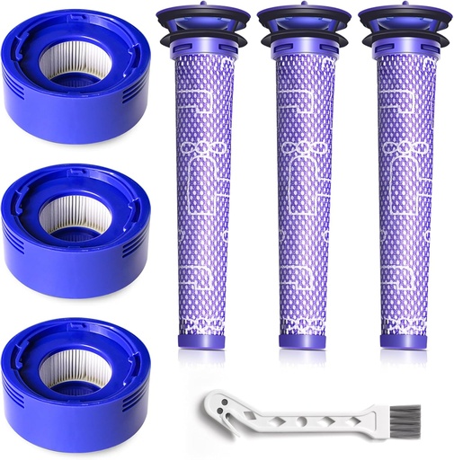 [BRSRA2Y7OQFAY23L] 6 Pack Replacement Filters for Dyson V7 Animal V8 Animal V8 Absolute, 3 Pre Filters and 3 Post Filters, Replaces Part No.965661-01 & 967478-01