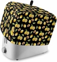 Lemon Toaster Cover 2 Slice, Summer Country Fruit Black Bread Maker Dust with Pockets for Kitchen Small Appliance Bread Machine Cover