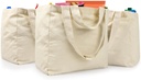 VitaSerena Canvas Grocery Bags with Dual Handles(3 Pack), Large Reusable Shopping Bags for Groceries, Inner Pockets, Washable, Shrink Resistant, Heavy Duty, Foldable