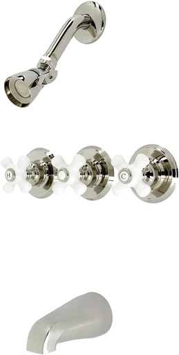 [BRSW22YFCIBWAA3G] Kingston Brass KB236PXPN Victorian Triple-Handle Tub and Shower Faucet in Polished Nickel