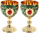 2pcs Vintage Metal Goblet, Shatterproof Wine Glass, Elegant Pimp Cup for Cocktails, Parties, and Entertaining, Wine Glass for Friends and Family, Home (Gold Green)
