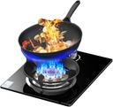 Gas Stove,5.2KW Camping Gas Cooker,Kitchen Counter Top Stove,Tempered Glass Cast Iron Pot Rack,with Flameout Protection,for Home Kitchen(NG)