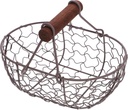 Wire Egg Basket Round Egg Collecting Basket with Wooden Handle for Farm Fresh Kitchen Decor