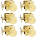 Probrico Gold Door Lock Interior Knobs, Brushed Brass Bedroom Door Locks, Keyless Privacy Door Handle Locks, Interior Doorknobs for Bath/Bedroom, Square Rose, 6 Pack