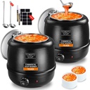 Electric Soup Warmer Commercial - 2pcs 10.6 Qt 500w Electric Soup Pot with Lid Hinged, Detachable 304 Stainless Steel Insert Pot, Ladle, Soup Kettle Restaurant Supplies Party Buffet
