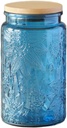34 FL OZ Blue Vintage Glass Canister, Decorative Mason Jar for Home Kitchen Storage Coffee Tea Sugar Biscuit Candy Jar with Lid (Blue, 1Pack)