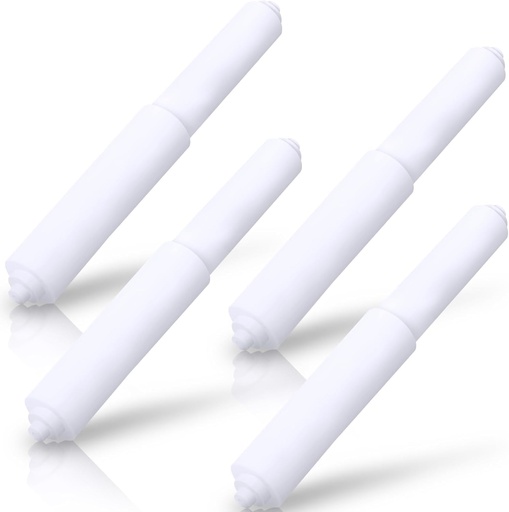 [BRSREGT5AENRED3L] 4 Pack White Toilet Paper Holder Spring Loaded Roller Replacement Rod, Roller Replacement Plastic Spring Loaded, Paper Holder Insert