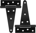 6 Inch T-Strap Heavy Duty Shed Door Hinges Gate Strap Hinges Black Tee Hinge Wrought Hardware for Wooden Fences,Yard,Barn Door,Rustproof(2 Pack)
