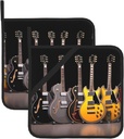 Pot Holders Sets with Pocket,Kitchen Oven Hot Pad,Heat Insulating Potholder Set | Electric Guitar | Oven Mitts Gloves Pads, for Kitchen Baking Cooking