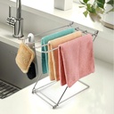 Kitchen Towel Holder Stand, 4-Arm Dish Towel Holder Countertop Towel Drying Rack for Bathroom, Free Standing Hand Towel Stand Washcloth Dish Cloth Drying Rack, Z-Shaped Folding Hanging Towel Bar Stand