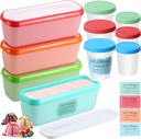 10 Pcs Ice Cream Storage Containers Reusable Plastic Storage Containers for Freezer 1.5 Quart 8 oz 6 oz Homemade Ice Cream Tubs with Silicone Lids Stackable for Gelato Yogurt Sorbet