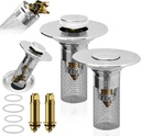 2 Pcs Bathroom Sink Drain Strainer with Removable Stainless Steel Hair Collection Basket, Pop-Up Bathroom Sink Drain Strainer for Bathroom Tubs, Sinks, Showers and Floor Drains.