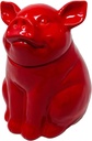 Contemporary Home Living 12" Red Unique Pig Design Sealed Storage Jar
