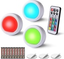 EverBrite Tap Light, Push Light, LED Puck Lights with 12 RGB Colors, Wireless Touch Light Under Cabinet, 80 Lumens Night Light for Closet, Bedroom, Wall, Classroom, 9 AAA Batteries Included, 3-Pack