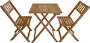 3 Pieces Outdoor Patio Furniture Set Wood Folding Patio Bistro Set Outdoor Bistro Set Table and Chairs Set with 2 Chairs and Square Table for Pool Beach Backyard Balcony Porch Deck Garden