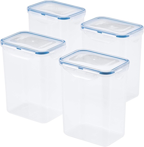 [BRSWIGYYDIPACDLK] LOCK & LOCK LocknLock Easy Essentials Airtight Rectangular Tall Food Storage Container 7.61 Cup, 4 Piece, Clear