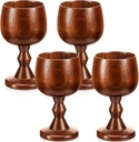 Tessco 4 Pieces Vintage Jujube Wooden Wine Goblet Medieval Drinking Cup Wooden Cup Chalice Wood Water Glass for Kitchen Accessories Communion Altar Celebrating, 5.3 oz