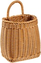 Wicker Hanging Basket - Faux Rattan Wall Basket for Front Door, Kitchen Storage & Organizing - Small Handheld Flower Basket, Retro Woven Planter for Garlic, Onion, Fruits (A)