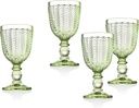 Godinger Twill White Wine Goblet Beverage Glass Cup - Emerald Green - Set of 4