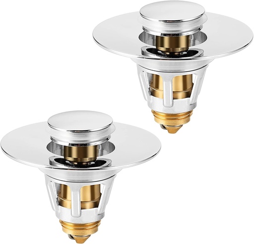[BRSW2FD7PIBBEDLV] Universal Bathroom Sink Stopper, Basin Pop-up Bathroom Sink Drain Strainer, Bathroom Drain Stopper with Stainless Steel Hair Catcher for 1.1-1.5 Inch Drain(2 PCS, Silver)